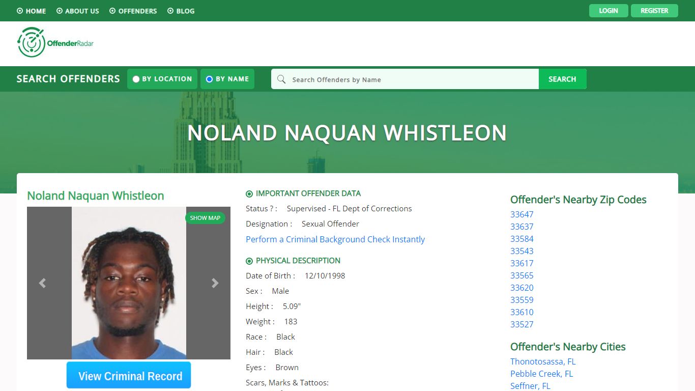 Noland Naquan Whistleon, a registered Sexual Offender or Predator in ...