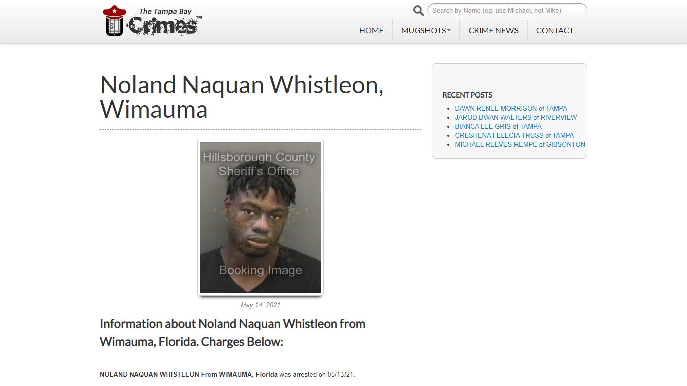 NOLAND NAQUAN WHISTLEON of WIMAUMA - tbcrimes.com